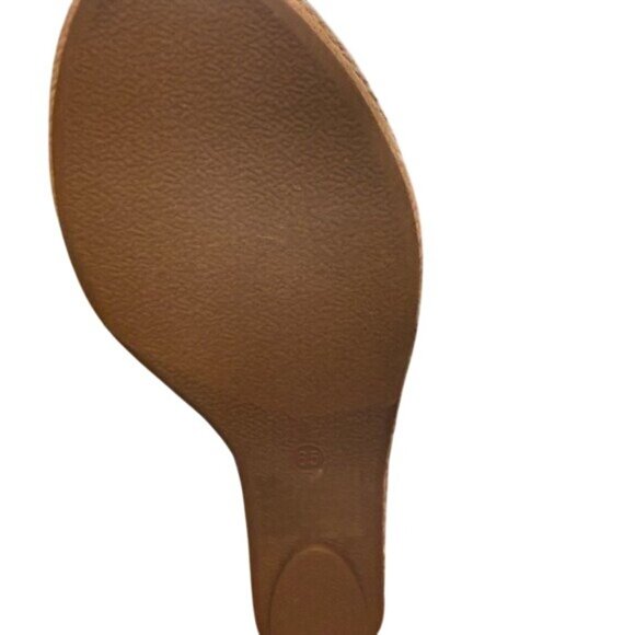 New Size 6 1/2 MIA Navy Blue and Brown Rope Knotted Wedge Sandals - Picture 4 of 11